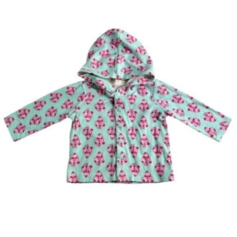 Tea Collection | Mint Green Floral Print Hooded Jacket Size 3-6 Months